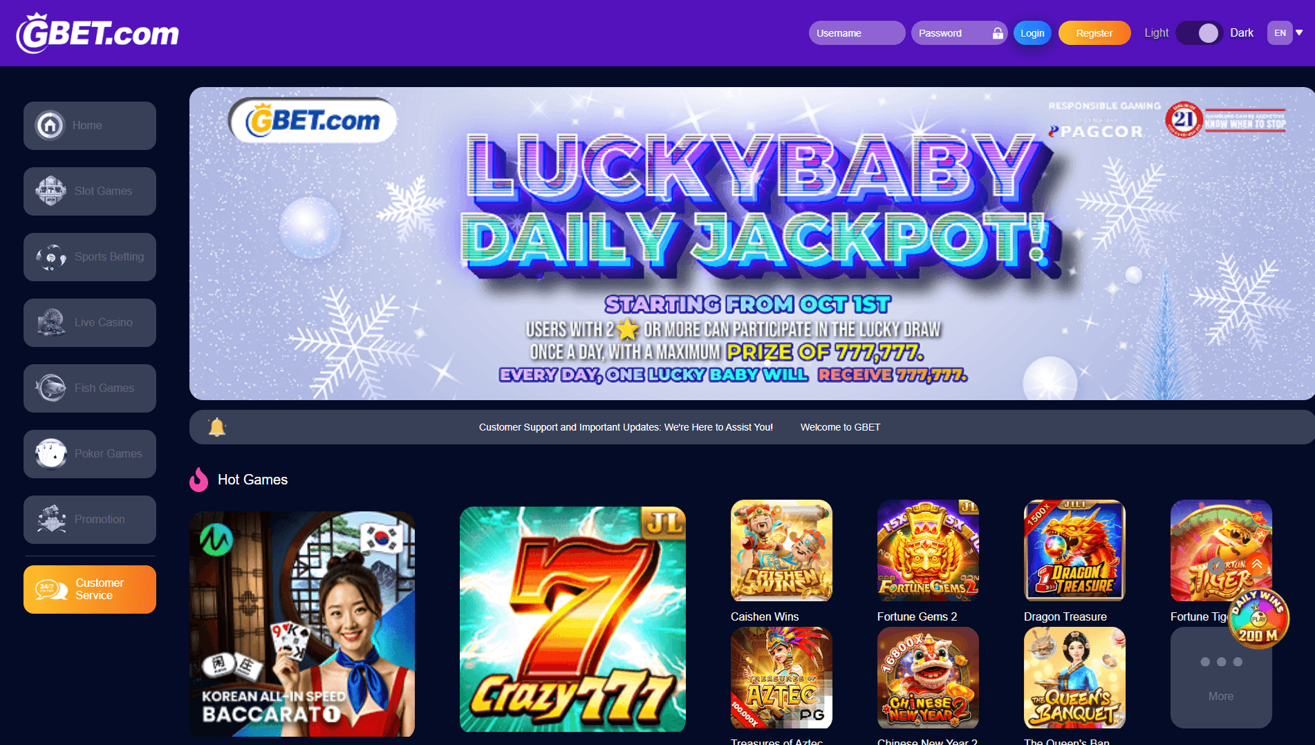GBET Casino screenshot