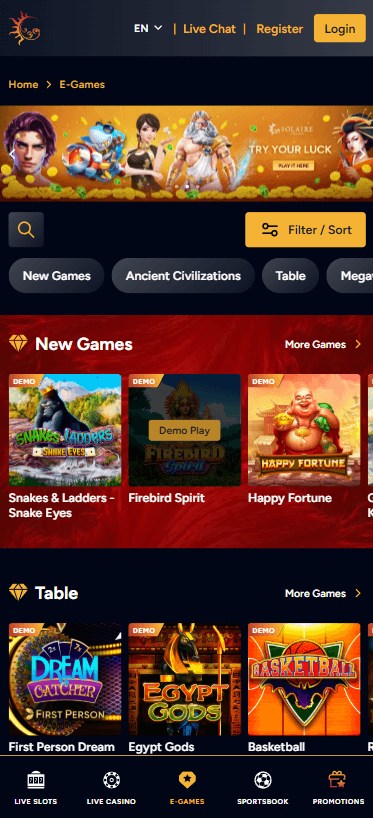 Solaire Casino screenshot